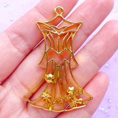 CLEARANCE Princess Dress Open Back Bezel Pendant | Fairy Tale Charm for UV Resin Filling | Kawaii Jewellery Supplies (1 piece / Gold / 34mm x 51mm)