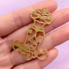 CLEARANCE Kawaii Princess Dress Open Bezel Pendant | Fairy Tale Deco Frame for UV Resin Filling | Resin Jewelry Making (1 piece / Gold / 34mm x 50mm)