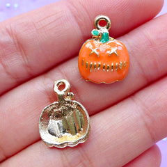 Halloween Pumpkin Enamel Charms | Halloween Jewelry Supplies | Party Decoration | Favor Charm | Gift Decor (2pcs / 12mm x 16mm)
