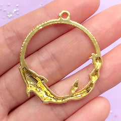 Unicorn Dolphin Open Back Bezel for Kawaii UV Resin Art | Round Nautical Pendant | Marine Life Charm (1 piece / Gold / 35mm x 40mm)