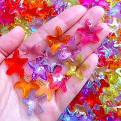 CLEARANCE Acrylic Starfish Charms | Marine Life Charm | Star Fish Charms | Colorful Chunky Jewelry Supplies (15 pcs / Assorted Color Mix / 22mm x 20mm)