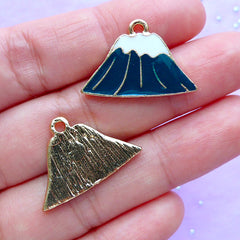 Mount Fuji Enamel Charms | Mt. Fuji Pendant | Fujisan Charm | Mountain Charm | Japan Travel Charm (2pcs / 24mm x 16mm)