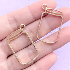 Empty Jar Open Back Bezel Charm | Deco Frame for UV Resin Filling | Kawaii Jewellery Supplies (2 pcs / Gold / 21mm x 33mm)