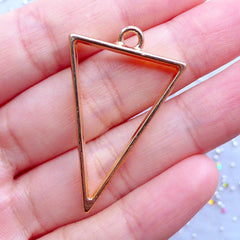 Triangle Open Back Bezel Charm for UV Resin Crafts | Geometry Pendant | Geometric Deco Frame (1 piece / Gold / 25mm x 39mm / 2 Sided)