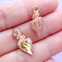 Horse Conch Charms in 3D | Enameled Seashell Pendant | Sea Shell Charm | Beach Jewelry Making (2pcs / Pink / 9mm x 20mm)