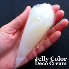 Jelly Deco Cream | Kawaii Whipped Cream | Faux Whip Cream | Fake Icing Clay | Air Dry Clay | Frosting for Phone Case | Decoden Supplies (50g / Translucent White / FREE Pastry Bag)