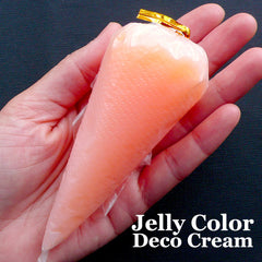 CLEARANCE Jelly Whipped Cream | Kawaii Whip Cream | Faux Frosting Cream | Air Dry Deco Cream | Icing for Phone Case Decoden | Sweet Deco Supplies (50g / Translucent Orange / FREE Pastry Bag)