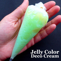CLEARANCE Kawaii Jelly Whip Cream | Cell Phone Deco Cream | Decoden Icing Cream | Sweet Deco Whipped Cream Frosting | Fake Sweets Jewelry Making (50g / Translucent Green / FREE Pastry Bag)