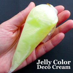 Kawaii Jelly Whipped Cream for Deco Cases | Cell Phone Decoden Whip Cream | Colored Deco Cream | Fake Cake Icing | Faux Sweets Jewellery Making (50g / Translucent Yellow / FREE Pastry Bag)