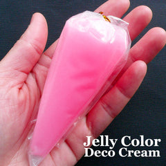 Kawaii Jelly Deco Cream for Phone Case Decoden | Colored Whip Cream | Fake Cupcake Frosting | Faux Icing for Sweet Deco | Fairy Kei Jewellery DIY (50g / Pink / FREE Pastry Bag)