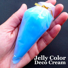 Jelly Decoden Whipped Cream for Kawaii Phone Case Deco | Fake Whip Cream | Faux Cupcake Icing | Frosting for Sweet Deco | Pastel Goth Jewelry DIY (50g / Blue / FREE Pastry Bag)