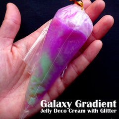 CLEARANCE Galaxy Whip Cream with Glitter | Kawaii Jelly Whipped Cream | Magical Girl Decoden | Deco Cream Clay | Sweet Deco Case Supplies (50g / Translucent Purple / FREE Pastry Bag)