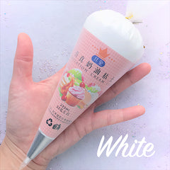 White Deco Cream | Faux Icing for Miniature Food Craft | Air Dry Whipped Cream Clay | Fake Frosting Clay (50g / Opaque Vanilla White)
