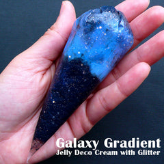 Galaxy Deco Cream with Glitter | Jelly Whipped Cream | Kawaii Goth Decoden | Fake Whip Cream | Gothic Lolita Sweet Deco (50g / Black & Blue / FREE Pastry Bag)