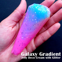 Rainbow Galaxy Decoden Cream | Glittery Whipped Cream | Jelly Whip Cream Case | Kawaii Deco Cream | Cell Phone Deco (50g / Translucent Pink / FREE Pastry Bag)