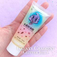Galaxy Deco Cream in Jelly Color | Glitter Whipped Cream | Rainbow Whip Cream | Kawaii Sweet Deco | Decoden Supplies (50g / Translucent Yellow / FREE Pastry Bag)