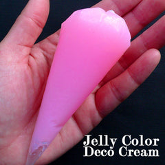 Pink Deco Cream | Jelly Whip Cream | Fake Whipped Cream | Kawaii Deco Case | Sweet Decoden Supplies (50g / Translucent Light Pink / FREE Pastry Bag)