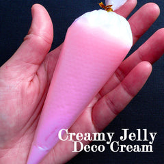 Sweets Deco Whipped Cream in Creamy Jelly Color | Kawaii Deco Case | Fairy Pastel Kei Decoden | Miniature Sweets Jewelry (50g / Pink / FREE Pastry Bag)