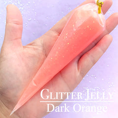 Jello Decoden Cream with Glitter | Glittery Phone Case Deco | Whip Cream Case | Imitation Whipped Cream | Kawaii Sweets Jewelry (50g / Orange)