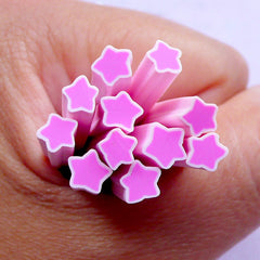 Kawaii Star Polymer Clay Cane | Pink Fimo Star with Outline | Cute Nail Art & Scrapbooking Supplies