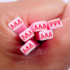 Miniature Strawberry Cake Polymer Clay Canes | Fake Sweets Fimo Cane | Kawaii Nail Design (Pink)
