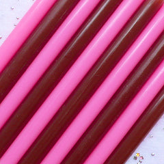 Chocolate, Strawberry Deco Sauce / Brown, Pink Color Glue Sticks Set (Opaque) (10pcs) Miniature Sweets Cupcake Decoden Supplies DS-M02