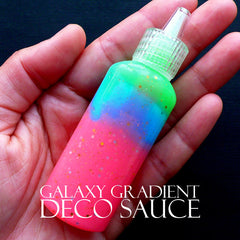 Glitter Deco Sauce in Rainbow Galaxy Color | Colorful Glue | Magical Girl Decoden | Kawaii Phone Case Supplies | Card DIY (Pink Blue Yellow Green / 22ml)