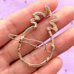 Pineapple Open Bezel Hair Clip | Tropical Fruit Deco Frame | UV Resin Jewellery Making | Kawaii Craft Supplies (1 piece / Gold / 28mm x 48mm)