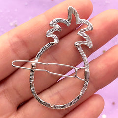 Outlined Pineapple Open Back Bezel Hair Clip | Deco Frame for Resin Filling | UV Resin Jewelry DIY | Kawaii Hair Findings (1 piece / Silver / 28mm x 48mm)