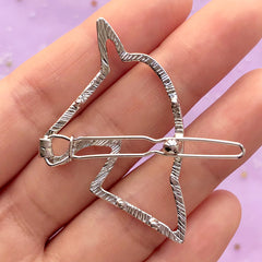 Unicorn Open Back Bezel Hair Clip | Magical Deco Frame for UV Resin Filling | Kawaii Jewelry Supplies | Animal Hair Findings (1 piece / Silver / 38mm x 34mm)