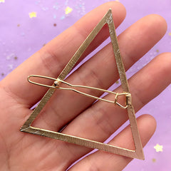 Large Triangle Open Back Bezel Hair Clip | Geometric Deco Frame | UV Resin Jewelry Supplies | Hair Accessories Supplies (1 piece / Gold / 56mm x 61mm)