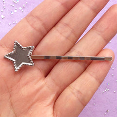 Star Bezel Hair Pin for UV Resin Filling | Kawaii Jewelry DIY | Star Hair Clip | Cute Hair Findings (1 piece / Silver)