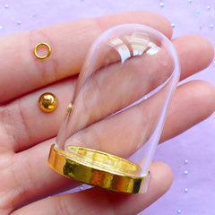 Miniature Glass Dome Charm | Little Prince Jewelry Making | Glass Terrarium Pendant (Gold / 1 Set)
