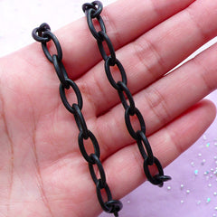 Chunky Plastic Chain Link in 8mm | Kawaii Gothic Lolita Jewellery & Accessory Making (Black / 2pcs x 40cm)