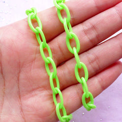 Color Chain Link in 8mm | Kawaii Plastic Jewellery & Accessory Making (Green / 2pcs x 40cm)