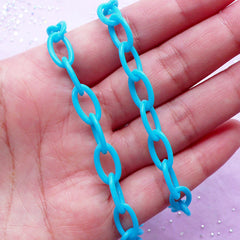 Cute Plastic Chain Link in 8mm | Kawaii Purse Charm Making (Blue / 2pcs x 40cm)