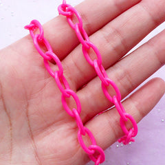 Hot Pink Plastic Chain Link in 8mm | Chunky Bag Charm Making (2pcs x 40cm)