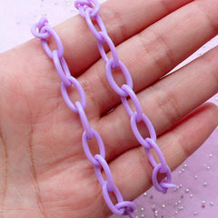 Color Plastic Chain Link in 8mm | Chunky Necklace Making (Purple / 2pcs x 40cm)
