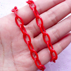 Chunky Chain | 8mm Plastic Chain | Kawaii Key Chain Making (Red / 2pcs x 40cm)