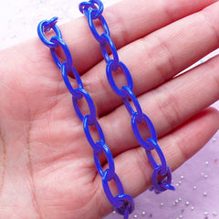 Kawaii Plastic Chain in 8mm | Chunky Jewelry and Accessory Making (Dark Blue / 2pcs x 40cm)