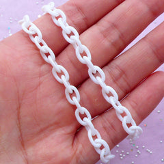 6mm Plastic Chain | Chunky Jewelry & Accessory Making (White / 2pcs x 38cm)