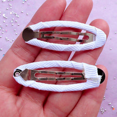 Blank Hair Clip with Grosgrain Ribbon | Toddler Hair Accessory DIY | Hair Barrettes Supplies (White / 5 pcs / 17mm x 49mm)