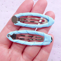 Baby Snap Clip Blanks | Kawaii Hair Clip with Grosgrain Ribbon | Infact Jewelry Making (Sky Blue / 5 pcs / 17mm x 49mm)