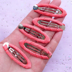 Ribbon Barrettes | Color Snap Hair Clip Blanks | Toddler Hair Jewellery Making (Coral Pink / 5 pcs / 17mm x 49mm)