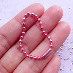 Pink Ball Chain | Bead Chain with Clasp | Kawaii Key Chain Supplies (2.3mm x 10cm / 5pcs / Metallic Pink)