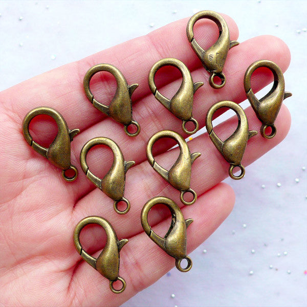 Bronze Bocklebee Clasp | 11mm x 21mm Lobster Clasp | Lanyard Trigger Hook | Parrot Clasps | Jewellery Findings (10 pcs / Antique Bronze)