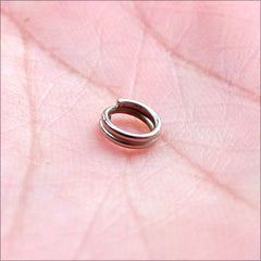 CLEARANCE Double Jump Rings | Double Loops Split Ring | Silver Jumprings in 5mm | Jewellery Findings (100pcs / 21 Gauge / Dark Silver)