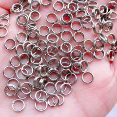 CLEARANCE Double Jump Rings | Double Loops Split Ring | Silver Jumprings in 5mm | Jewellery Findings (100pcs / 21 Gauge / Dark Silver)