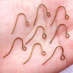 CLEARANCE Bronze French Hook Ear Wires | Fishhook Earring Blanks | Shepherd's Hook Earwires with Open Loop | Jewellery Findings (20 pcs / 10 Pairs / Antique Bronze / Nickel Free)