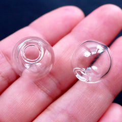 14mm Glass Globe | Mini Glass Ball | Small Glass Orb | Handmade Glass Bubble Supplies | Terrarium Jewelry & Pendant Making (2pcs)